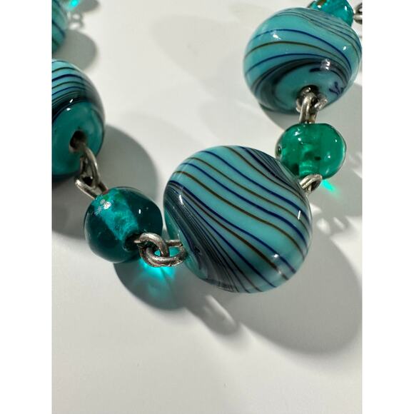 Murano-Style Lampwork Glass Necklace - Vibrant Layered Hand Twisted Beads - Picture 2 of 6